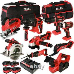 Excel Exl5057 18v 9 Piece Cordless Power Tool Kit 4 X Batteries, Chargeur & Sac