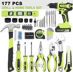 Fastpro 177-piece 20v Sans Fil Lithium-ion Drill Driver And Home Tool Set, Maison