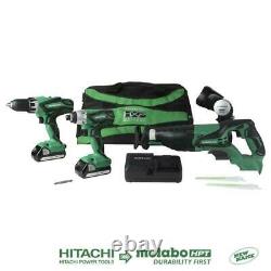 Hitachi 18-volt 4-tool Power Combo Kit Withsoft Case 2-batteries +charger Inclus