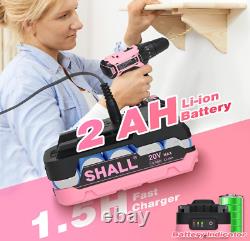 Kit de perceuse-visseuse sans fil 20V de 247 pièces et outils ménagers pour femmes, électrique rose