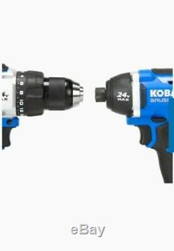 Kobalt 2-outil 24 Volt Max Brushless Power Tool Kit Combo Avec Chargeur Case Souple