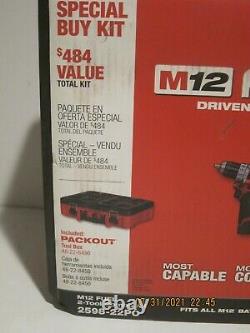 Milwaukee 2598-22po, Packout M12 Fuel 2 Outils Hammer Drill Impact Driver Kit Nsb
