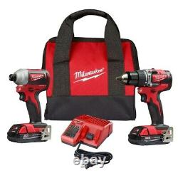 Milwaukee 2892-22CT M18 Kit combiné perceuse-visseuse et visseuse à percussion 18V 2 outils