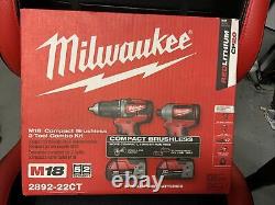 Milwaukee 2892-22ct M18 Conducteur De Forage À 2 Outils 18v Et Kit Combo Conducteur D'impact