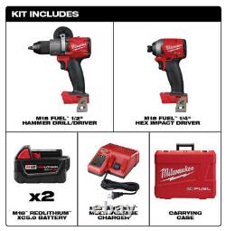 Milwaukee 2997-22 M18 Fuel 2-outil Hammer Drilling & Impact Driver Kit + 2 Batteries
