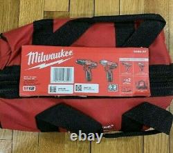Milwaukee M12 2-outil Combo Kit 3/8 Drill Driver 1/4 Hex Impact W Batteries