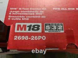 Milwaukee M18 18v 6 Tool Combo Kit Avec 2 Batteries Packout Rolling Box #2698-26po