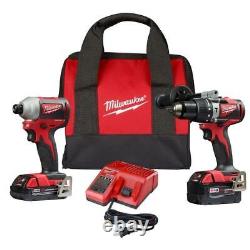 Milwaukee M18 2893-22CX Ensemble d'outils perceuse à percussion et visseuse à chocs en rouge