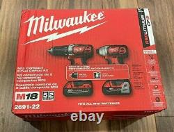Milwaukee M18 Sans Fil Lithium-ion 2 Outils Combo 2961-22 Avec Batteries/chargeur/sac