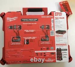 Milwaukee Tool Kit-drill & Imlact Drivers, 2 Batteries, Chargeur Et Boîte À Outils