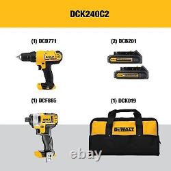 Perceuse/Visseuse sans fil 20V MAX, ensemble combiné d'outils électriques avec 2 batteries et chargeur