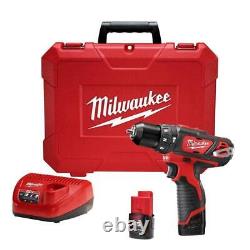 Perceuse à percussion/driver Milwaukee 3/8 12V Li-Ion sans fil avec (2) batteries + boîtier rigide