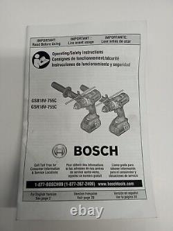 Perceuse/visseuse à percussion sans fil BOSCH GSB18V-755C 18V sans balais 1/2 pouce (outil nu)