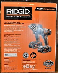 Ridgid R96021 2-tool Combo Kit 18v Li-ion Perceuse / Tournevis Et Impact Nouveau