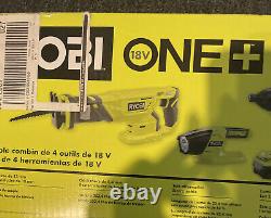 Ryobi 18-volt One+ Lithium-ion Combo 4 Tool Kit P1818 New With Batteries