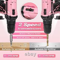 Shall 247pcs 20v Perceuse Sans Fil Et Kit D'outils Ménagers Pour Les Femmes Pink Po