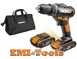 Worx Wx170 Cordless Drill Driver Set With Two Batteries Battery Charger Tool Bag